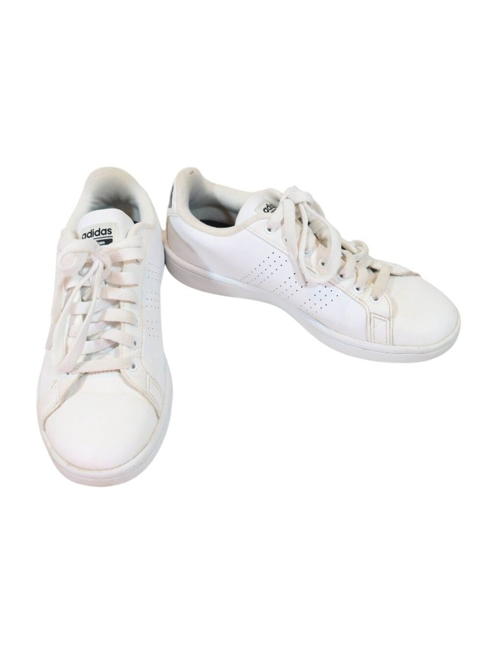ADIDAS Cloudfoam Advantage White On White Sneakers Athletic Shoes Mens Size 8